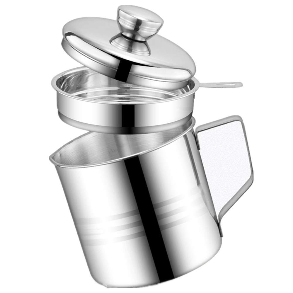 OnePine 1.2L Oil Strainer Pot with 304 Stainless Steel Detachable Fine Mesh Filter and Lid, Oil Storage Grease Keeper for Cooking Oil, Frying Oil