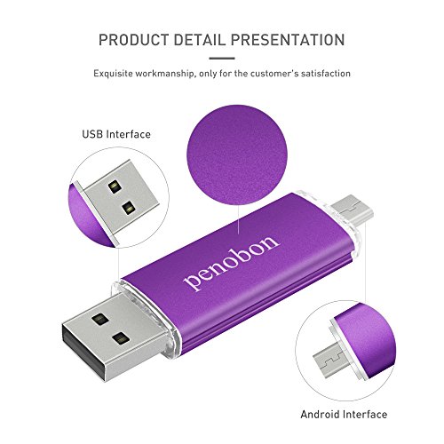 penobon USB Thumb Drives OTG Android Flash Drives 32GB Flash Drive Metal USB Memory Sticks for Computer USB Flash Drives 32GB Water&Shcok Resistant Color Frosted Purple - Thumbnail 3