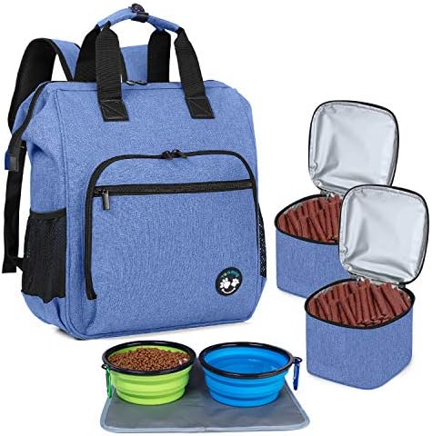 Teamoy Dog Travel Backpack, Pet Supplies Bag Tote with 2 Silicone Collapsible Bowls, 2 Food Carrier, 1 Water-Resistant Placemat