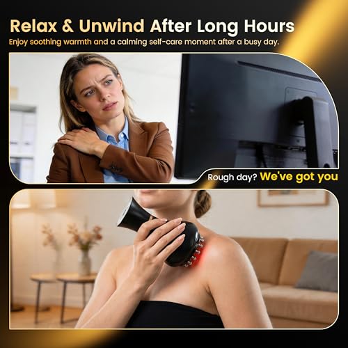 Lymphatic Drainage Massager,Cellulite Massage Tool.Equipped with Heat Function and 35 Adjustable Vibration Levels, Suitable for Neck, Back, Waist, Legs and Arms, Unisex