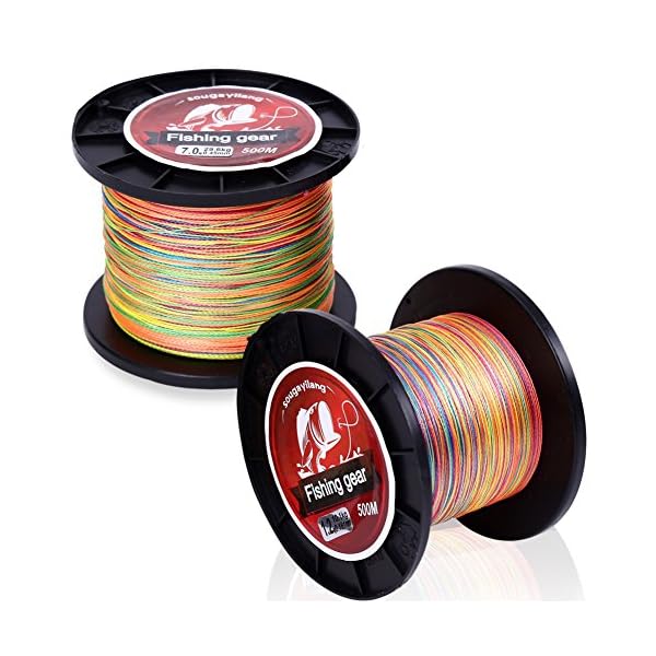 Sougayilang-500m547Yards-4-Strands-12lb-72lb-Multifilament-Pe-Superbraid-and-Braided-Fishing-Line-Grey-Yellow-Black-Green-Multicolor