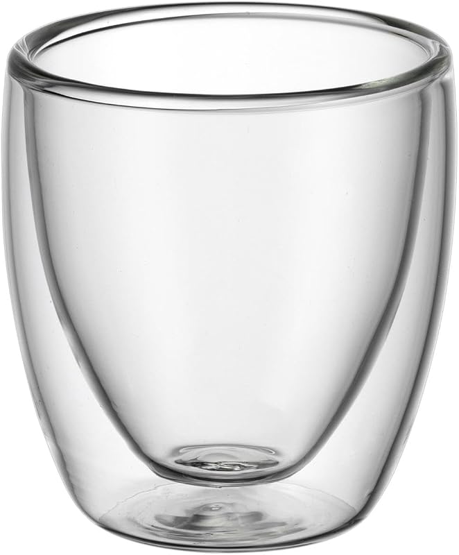 Kult - Juego Dos Tazas de Café y Té de Cristal, Vasos de Espresso 80 ml de Doble Pared Transparente de Vidrio Borosilicatado