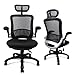 Ergonomic Mesh Office Chair, Komene Swivel Desk Chairs High Back Computer Task Chairs with Adjustable Backrest, Headrest, Armrest and Seat Height for Conference Room (Black with Sponge Cushion)