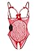 Lingerie for Women Sexy One-Piece Teddy Lingerie Bodysuit Lace Nightie (Large (fits like US Medium), Red)