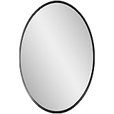 Howard Elliott Collection Steele Oval Wall Mirror, Black Stainless Steel Frame Decorative Hanging Vanity Mirror for Hallway, 