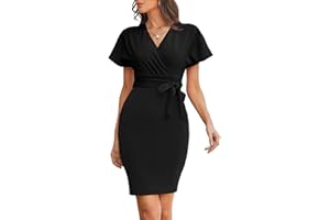 GRACE KARIN Women's Business Pencil Dress Short Sleeve Wedding Guest Office Work Dresses Cocktail Party