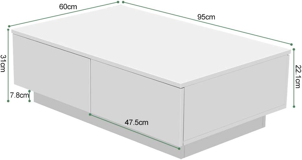 black high gloss led coffee table