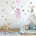 Amaonm Creative Cute Rainbow Unicorn With Colorful Hearts Wall Decals Removable PVC Wall art Decor Home Wall Decoration 3D DIY Stickers for Girls Rooms Babys Bedroom Bathroom Living Room Doors (Heart)