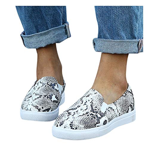 2 Tsmile+Womens+Snakeskin+Platform+Sneakers