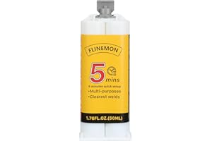 Flinemon 5 Minute Epoxy Glue, Waterproof Epoxy Resin Clear, 2 Part Liquid Metal Bonding, High Strength Adhesive Glue for Plastic, Metal, Ceramic, Fishing Rod, Stainless Steel, Wood Filler, 1.76 oz
