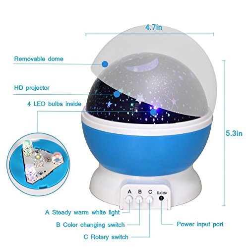 image for Night Lighting Lamp, Fosa 4 LED Beads 9 Light Color Changing and 360 D