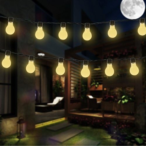 YAOXI Solar Bulb Lights Outdoor, Waterproof 10 LED Plastic Clear Globe String Lights with 2 Modes Lighting for Indoor Outdoor Hallowmas Christmas Decorations (Warm White)