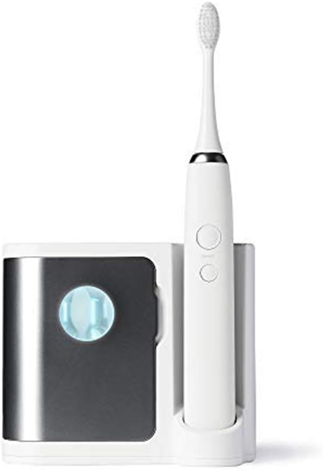 Dazzlepro Elements Sonic Electric Toothbrush (Charcoal) with UV Sanitizing Rechargeable Charging Base, 3 Brush Heads, Automatic, Travel Ready