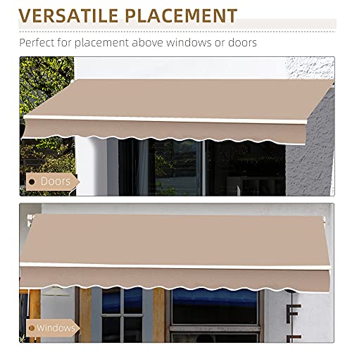 Outsunny 12' x 10' Manual Retractable Awning Outdoor Sunshade Shelter