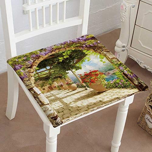 Mikihome Classic Decorative Chair pad Seat Digital Fresco Italian View Cushion with Memory Filling 32"x32"x2pcs