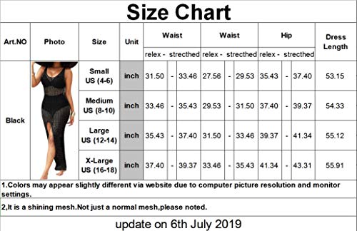 Women Sexy Bikini Cover Up Casual Scoop Neck Sleeveless Bodycon See Through Crochet Stretch Swimwear Summer Beachwear Pencil Dress Split