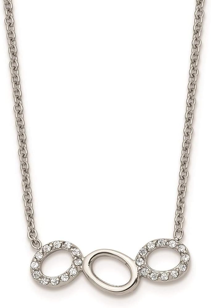 Jewelry Brothers Stainless Steel Polished CZ Necklace Jewelry