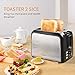 Toaster 2 Slice Wide Slots Best Rated Prime Toasters, Compact Stainless Steel Bread Toaster with Reheat/Defrost/Cancel Functions, 7-Shade Control & Removable Crumb Tray, Black, UL Certificated