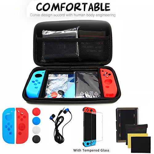 Nintendo Switch Case 13 in 1 Starter Kit Carring Bag with 24 Game Cartridges Protective Hard Shell Tempered Glass Game Earphone for Nintendo Switch Console & Accessories Nintendo Switch Case 13 in 1 Starter Kit Carring Bag with 24 Game Cartridges Protective Hard Shell Tempered Glass Game Earphone for Nintendo Switch Console & Accessories