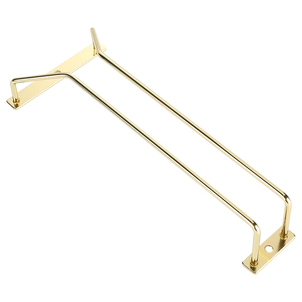 Dianoo 27.5cm Gold Wine Glass Rack Under Cabinet, Wine Glass Holder Under Shelf, Stemware Rack, Wine Glasses Storage Hanger, 1 Row