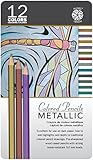 Pentalic Art 12 Metallic Colored Pencil Tin Set