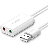 UGREEN USB Audio Adapter External Stereo Sound Card with 3.5mm Headphone and Microphone Jack for Windows Mac Linux PC Laptops