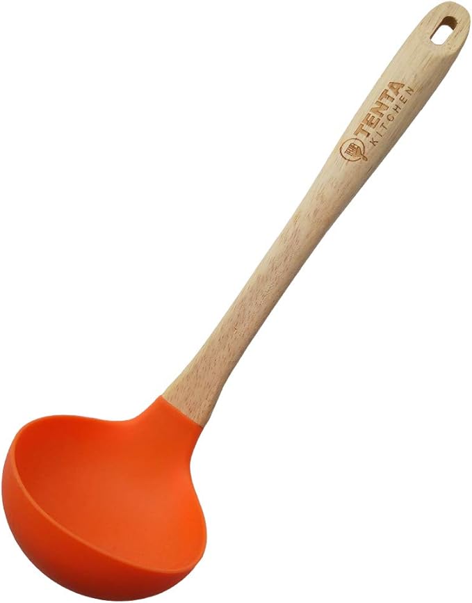Premium Silicone Ladles Silicone Soup Spoon Red in FDA Grade with Good Grips Ergonomics Light