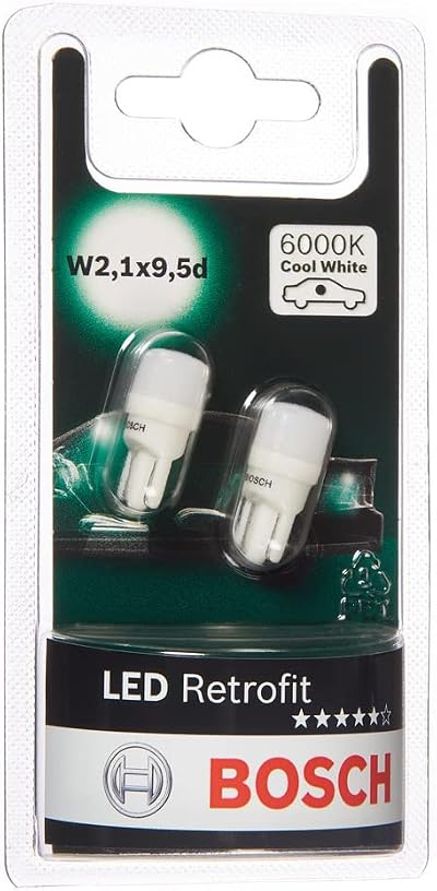 Bosch W5W LED Retrofit 12V 1W W2 Interior Car Lights 2 Lamps 4000K 6000K