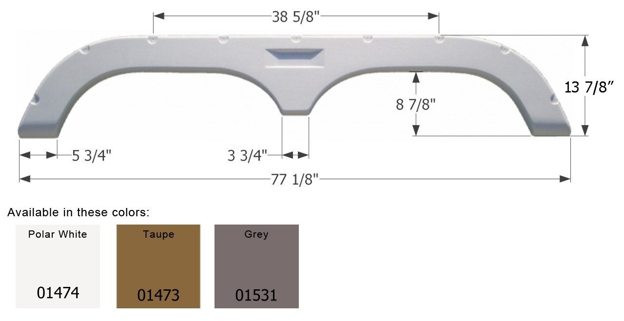 Icon 01474 Tandem Axle Fender Skirt FS720 for Fleetwood - Polar White