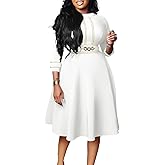 Elainone Women 3/4 Sleeve A-line Wedding Guest Dress Church Semi Formal Casual Midi Dresses for Cocktail Prom Tea Party