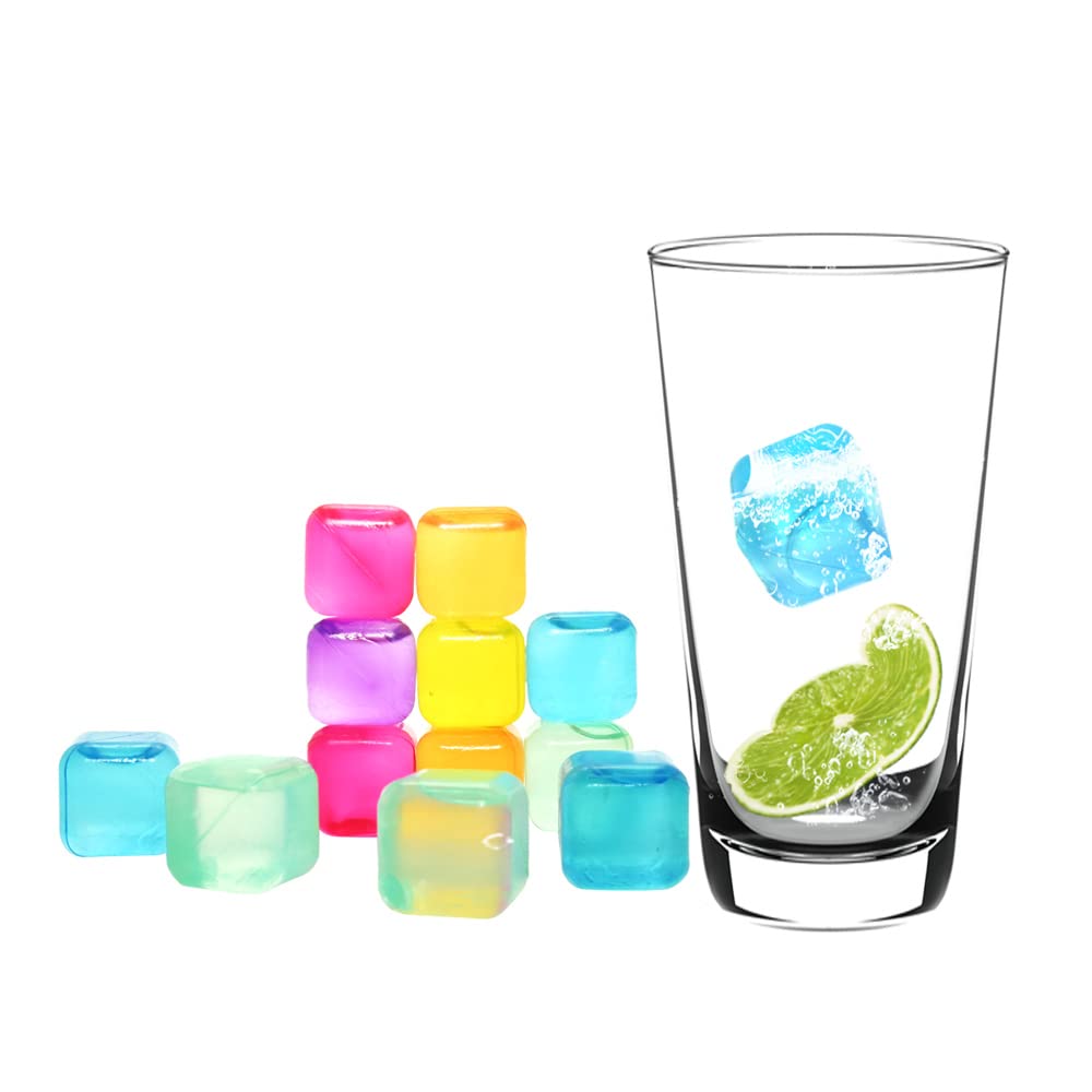 Ram® 50 Pack Reusable Ice Cubes for Drinks Frozen Cold Drink Chilled Ice Cubes Multi-Coloured