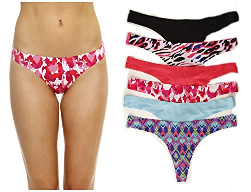 6P-12161-A-M Just Intimates Thongs / Panties for Women (Pack of 6)