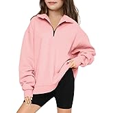 Batermoon Girls' 1/4 Zipper Sweatshirts Casual Oversized Long Sleeve Pullover Tops Cute Half Zipper Hoodie Sweater