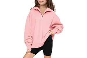 Batermoon Girls' 1/4 Zipper Sweatshirts Casual Oversized Long Sleeve Pullover Tops Cute Half Zipper Hoodie Sweater