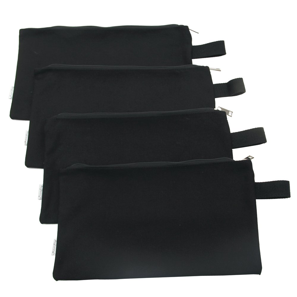 Augbunny 100% Cotton 16oz Heavy Duty Multi-purpose Canvas Zipper Tool Bag Organize Storage Pouch 4-pack