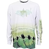 Guy Harvey Long Sleeve Performance Bass T-shirt (Medium, White)