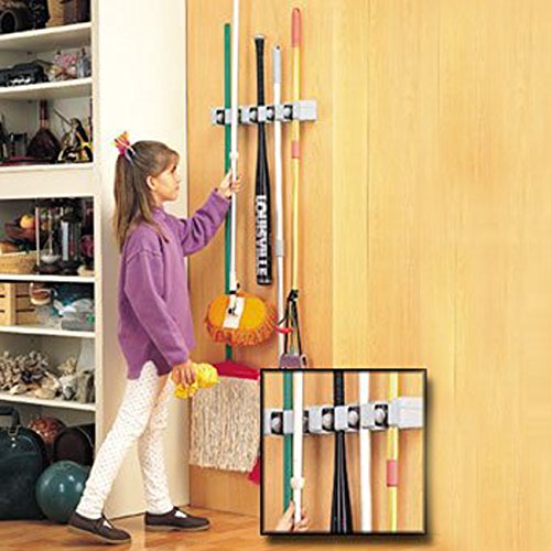 Buy SySrion® Mop and Broom Holder, 5 Position with 6 Hooks Garage