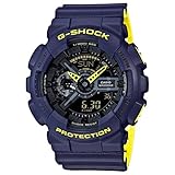 Men's Casio G-Shock Anti-Magnetic Navy Blue and Neon Yellow Resin Watch GA110LN-2A