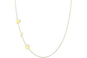 GINAZL Personalized Sideways Paw Print and Initial Necklace, Dog Cat Mom Gift Pet Memorial Gifts Mothers Day for Women