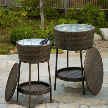 Patio Ice Bucket 2 Piece All Weather Outdoor Ice Bucket Set
