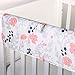 Coral Pink and Navy Blue Floral Print Padded Crib Rail Guard by The Peanut Shell