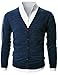 Ohoo Mens Slim Fit Ribbed Knit Cardigan With Pockets