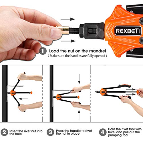 REXBETI 14" Auto Pumping Rod Rivet Nut Tool, Professional Rivet Setter