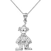 High Polish 925 Sterling Silver Auguste Clown Pendant Necklace