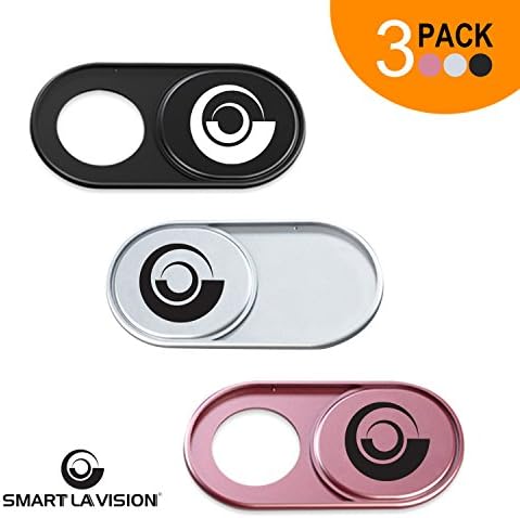 Webcam Cover Slider by Smart La Vision, 3 Pack Ultra Thin Aluminium Web Camera Privacy C Slide for MacBook Pro, iMac, Laptops, Surface Pro,iPhone and Android Smartphones, (3 PACK,Silver/Black/Pink)
