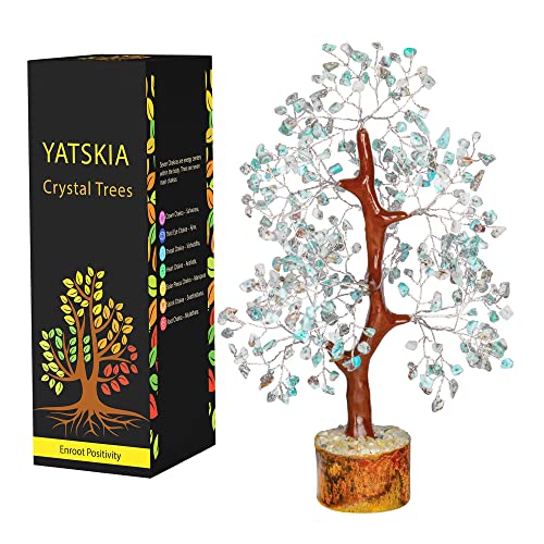 YATSKIA Larimar Gemstone Tree Feng Shui Bonsai for