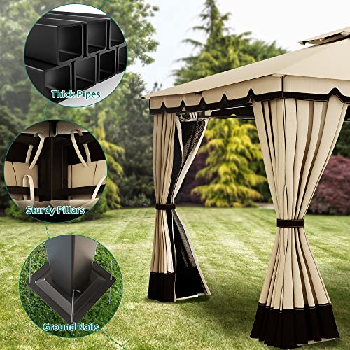 YITAHOME 10x12ft Gazebo Review: Double-Roof Canopy with Curtains & Netting image 20