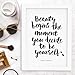Coco Chanel quote Typography Poster Beauty Begins the Moment You Decide to Be Yourself Wall Decor Motivational Print Inspirational Poster Home Decor