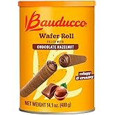 Bauducco Wafer Rolls, Crispy Chocolate Wafer Rolls Filled with Creamy Hazelnut, 14.1 oz (Pack of 1)