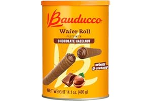 Bauducco Wafer Rolls, Chocolate Hazelnut, 14.1 oz (Pack of 1) - Crispy Cream-Filled Cookies - Gourmet Rolled Wafer Sticks - Premium Dessert Treat - Perfect for Coffee, Parties & Gift Baskets - Family Sharing Snack